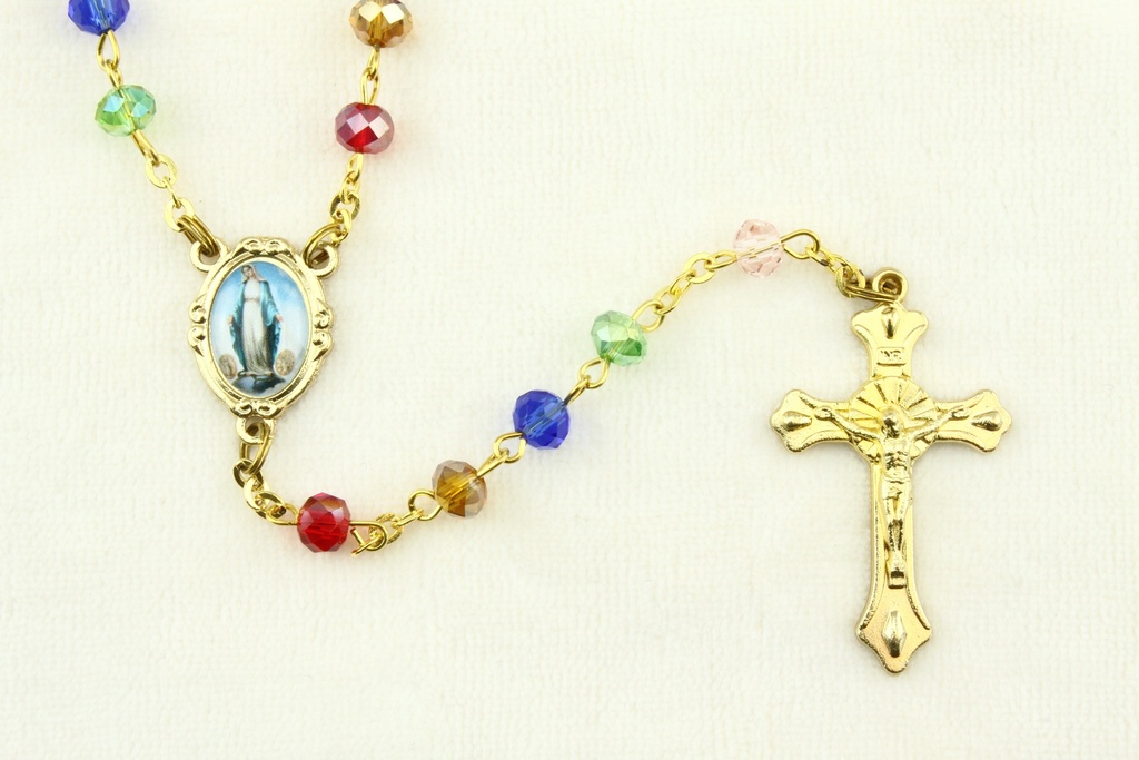 Rozenkrans - semi-cristal/verguld ketting -  versch.kleuren (⌀ 6mm)