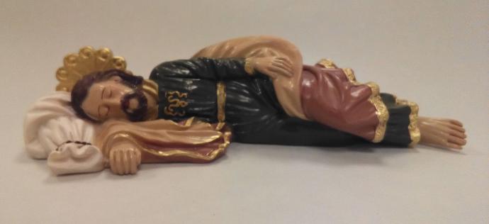 Statue St Joseph/dormant - résine -14cm/couleur