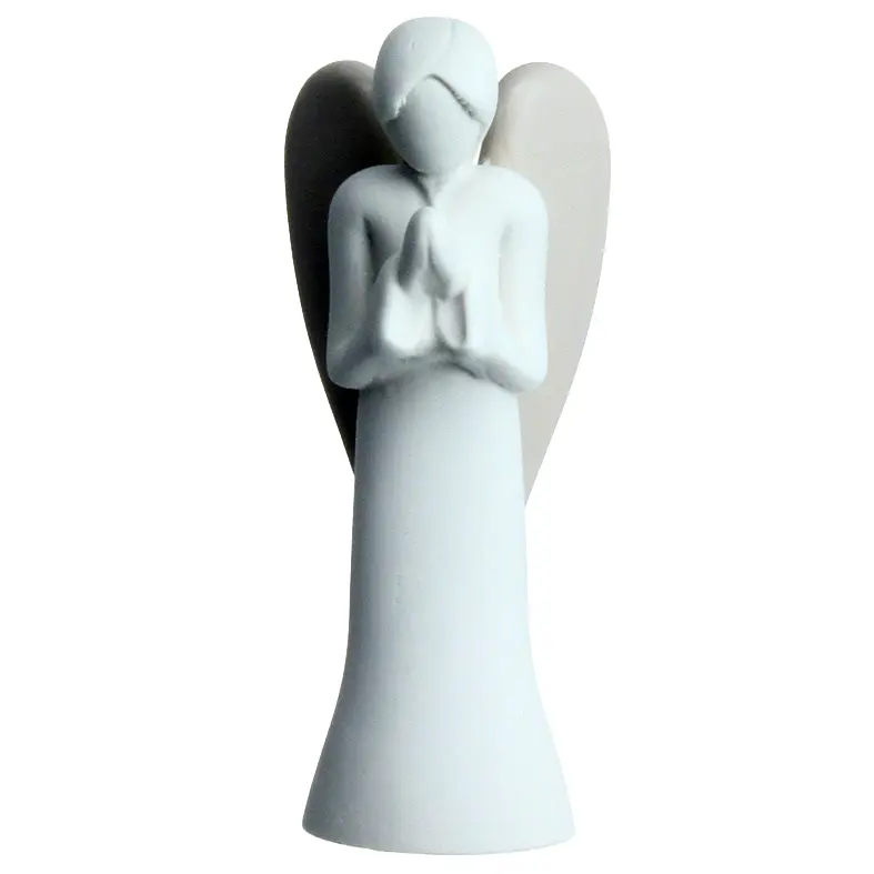 Engel biddend - kunsthars/wit - 9cm
