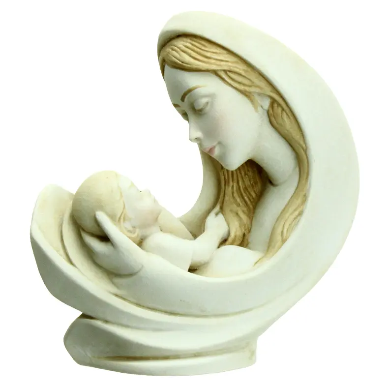 Statue Mutter/Kind - Poly/Weiss - 8cm