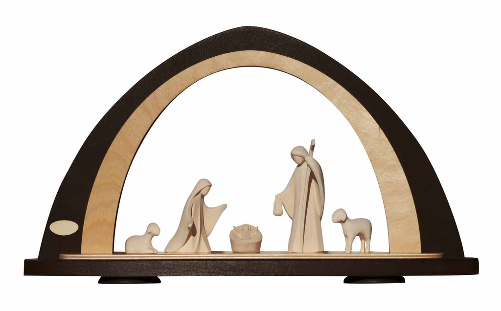 CRECHE LUMINEUSE BOIS ARTISANALE 5 PIECES 29*52 CM