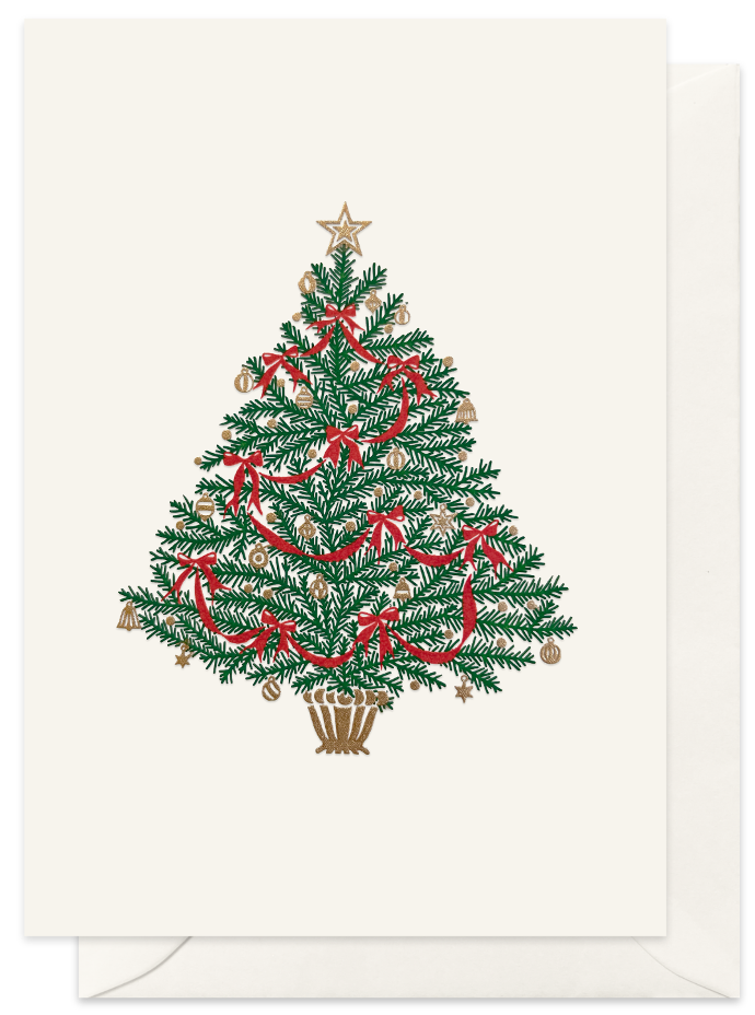 CARTE DOUBLE SAPIN DE NOEL 10.5*14.8 CM