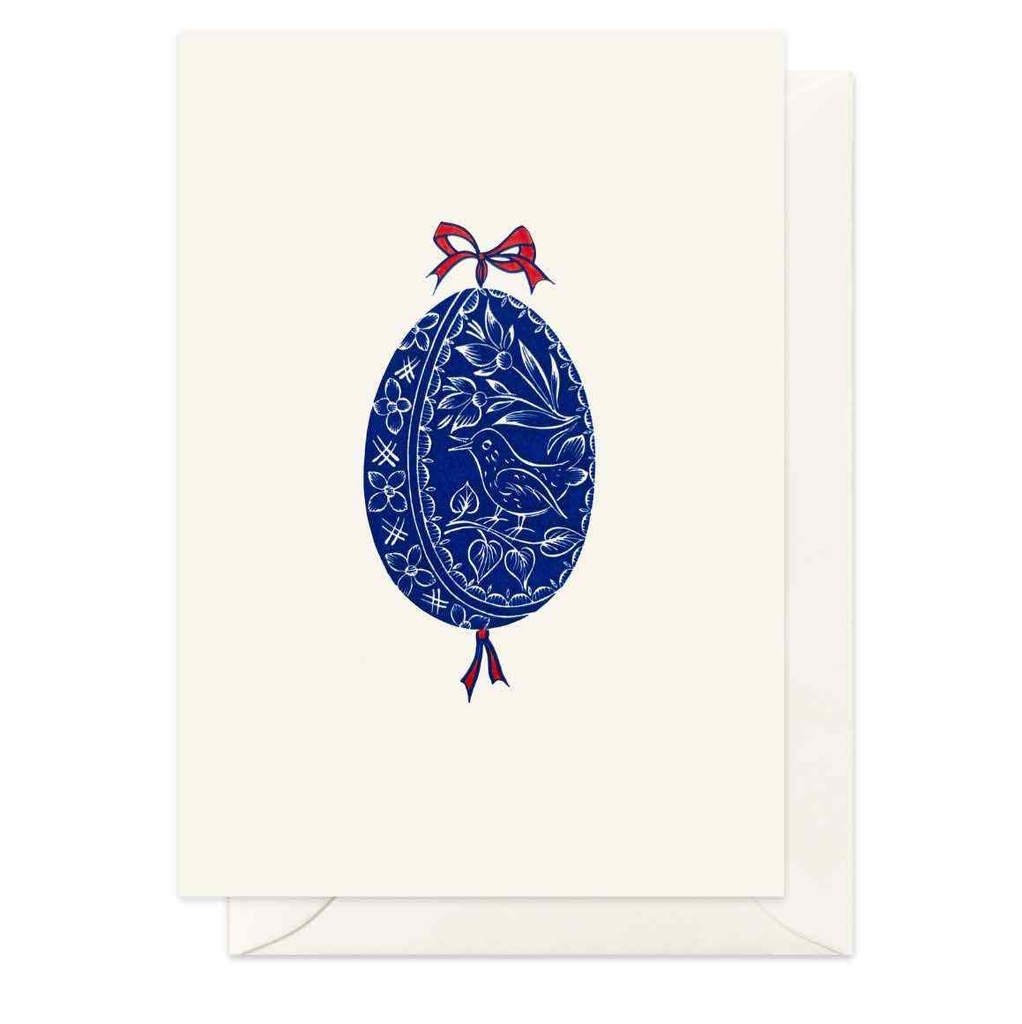 CARTE DOUBLE OEUF DE PAQUES BLEU 10,5*14,8 CM