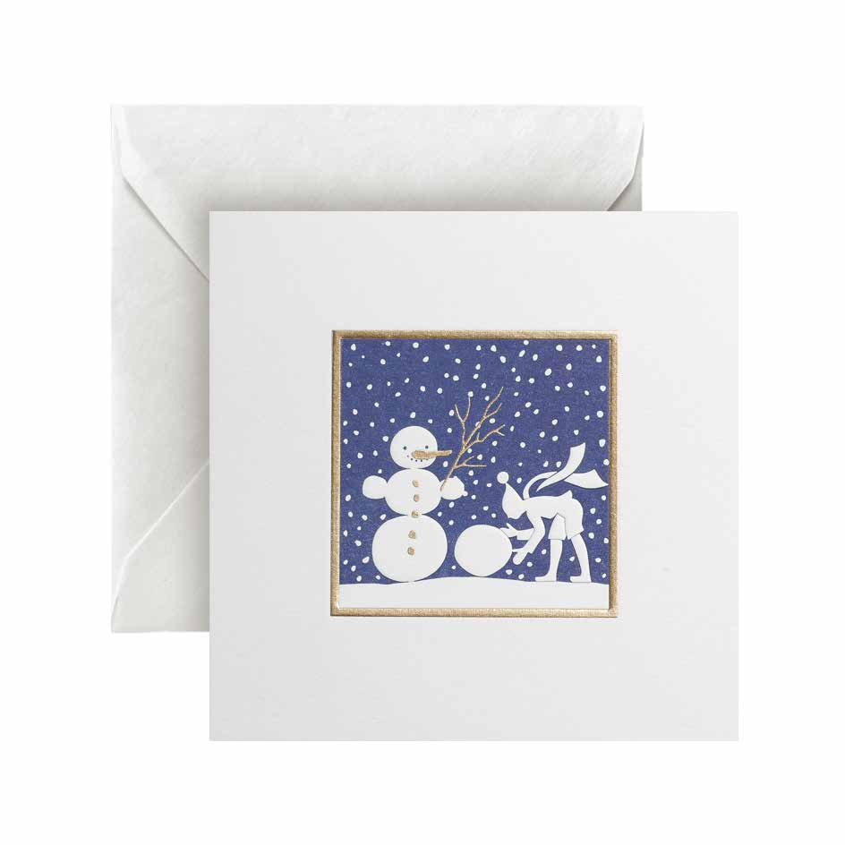 CARTE DOUBLE BONHOMME DE NEIGE 13,5*13,5 CM
