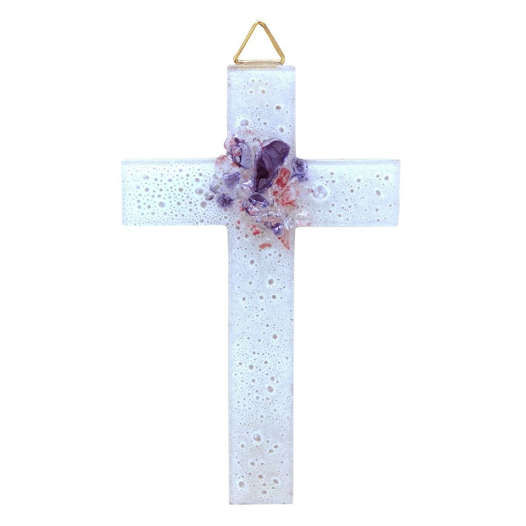 CROIX GRANIGLIA VIOLET VENISE 13*8CM