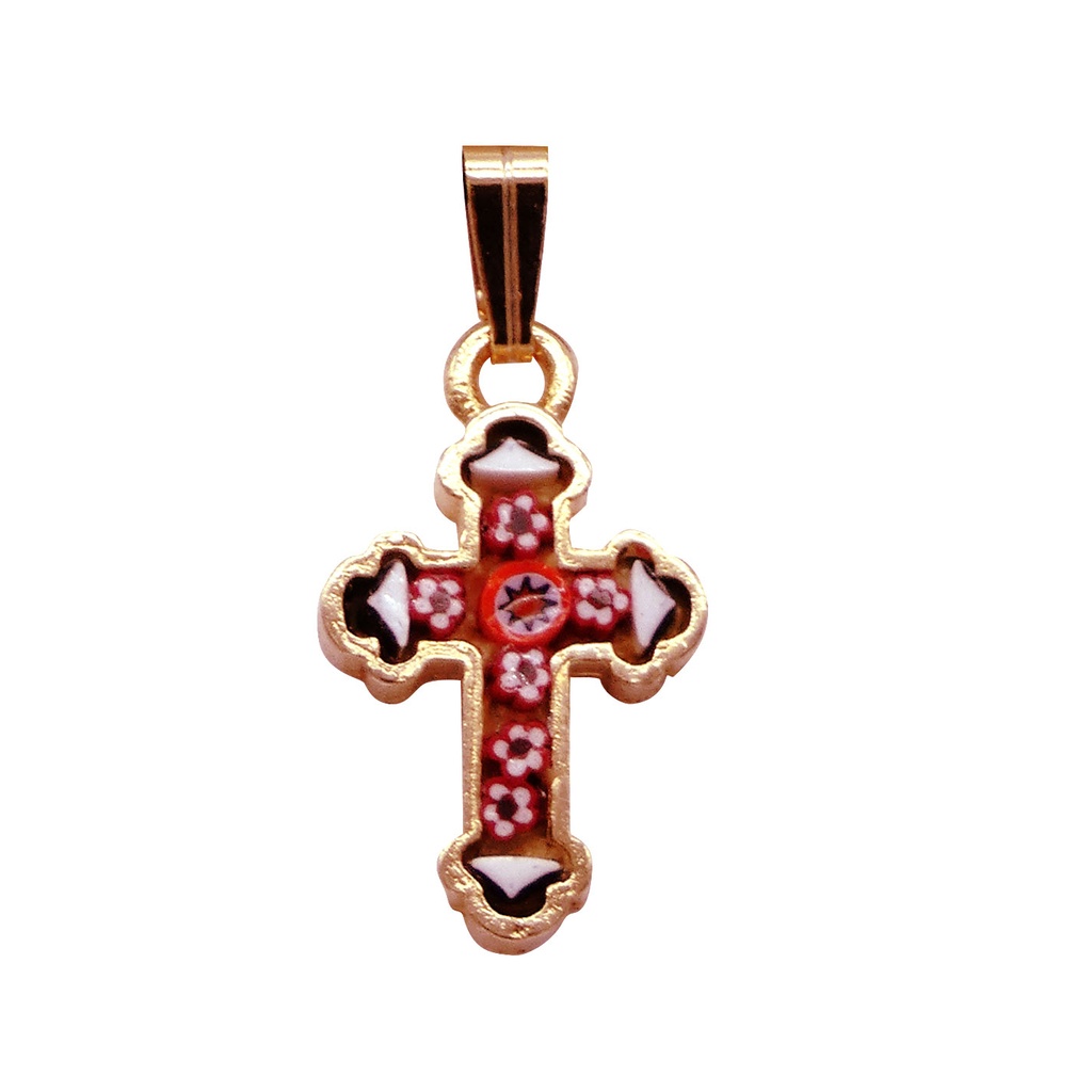 MOSAIQUE BIZANTINE PENDENTIF CROIX TRINITE 2*1 CM AVEC BOITE
