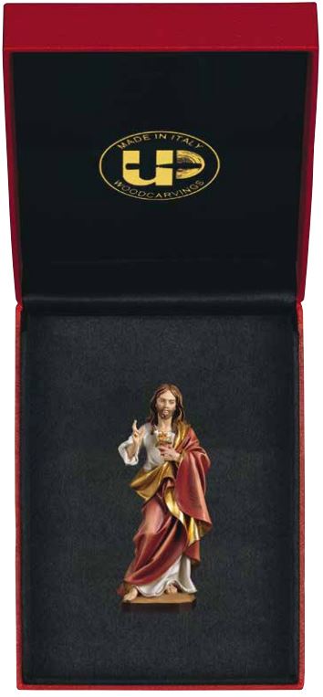STATUETTE BOIS SACRE COEUR DE JESUS 7cm DANS SON ECRIN