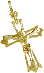 Kruisje uitgesneden/corpus - Ag 925‰ 3μm verguld (18x25mm)