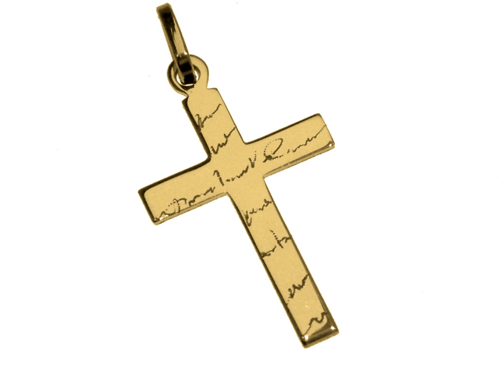 Kruisje bewerkt - Ag 925‰ 3μm verguld  (18x26mm)
