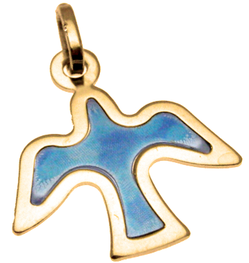 Pendentif colombe/émaillé - Ag 925‰ Plaqué Or 3μm (17x20mm)