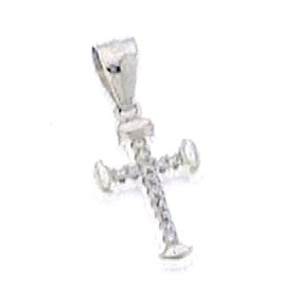 Kruisje strass/wit - Ag 925‰ verguld 3μm (8x12mm)