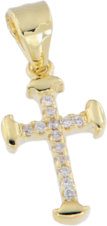 WHITE CUBIC ZIRCONIA CROSS  IN GOLD PLATED