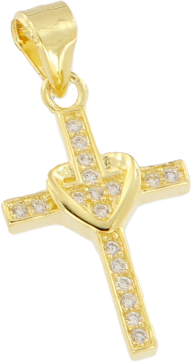 WHITE CUBIC ZIRCONIA CROSS  IN GOLD PLATED