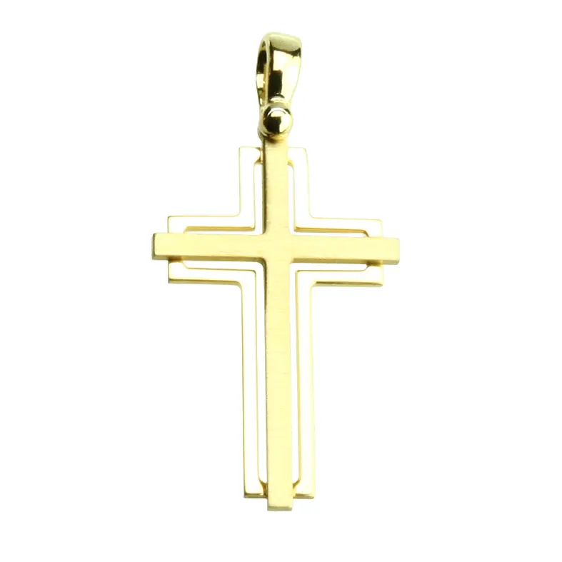 Croix bicolor - laiton Plaqué Or 3μm (16x25mm)