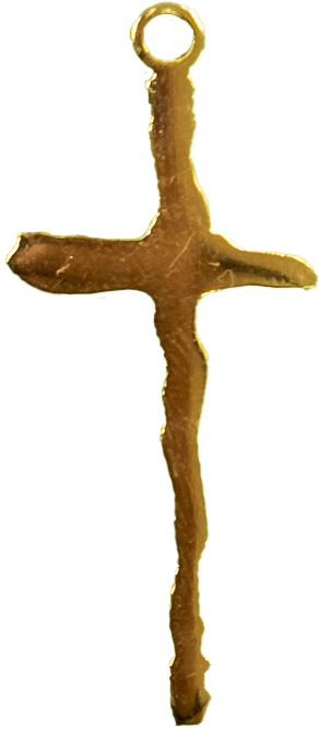 Kruisje gestyliseerd - messing 3μm verguld (18x40mm)