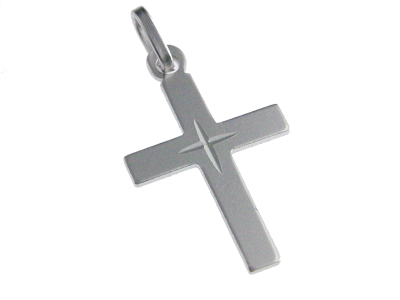 Croix lisse - Argent 925‰ rhodié (15x20mm)