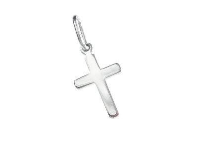 Croix lisse - Argent 925‰ rhodié (8x12mm)