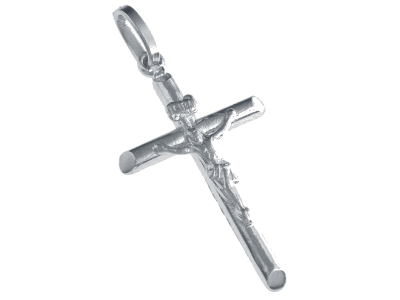 Croix avec Christ - Argent 925‰ rhodié (18x27mm)