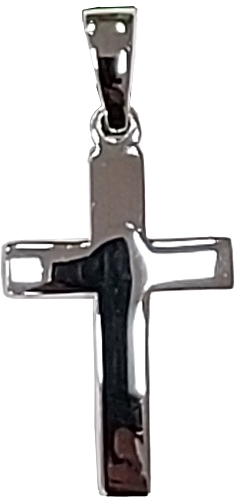 Croix lisse - Argent 925‰ rhodié (11x16mm)