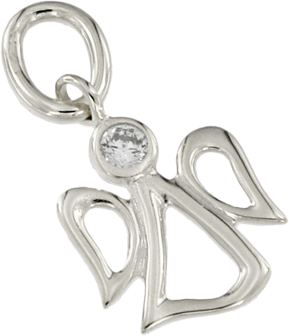 Ange pendentif/pierre zircone blanche - Argent 925‰ rhodié (15x20mm)