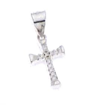 Halskreuz mit zirkonium Steine Weiss - silber 925 rhodiert (9x13mm)