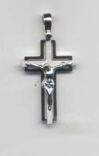 Croix bicolor/ christ - argenté 925‰ (16x24mm)