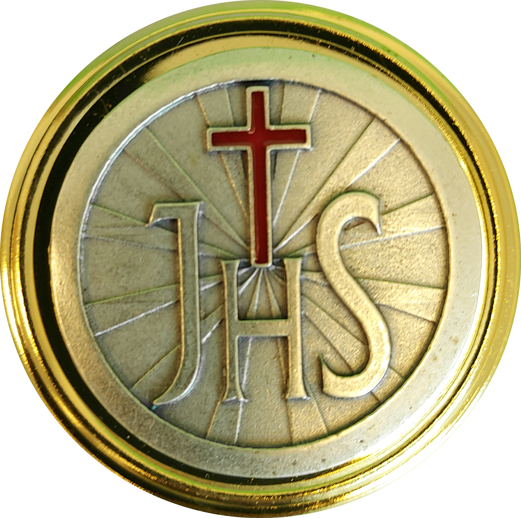 Hostiedoosje verguld/metaal - JHS/Rood - D 40mm