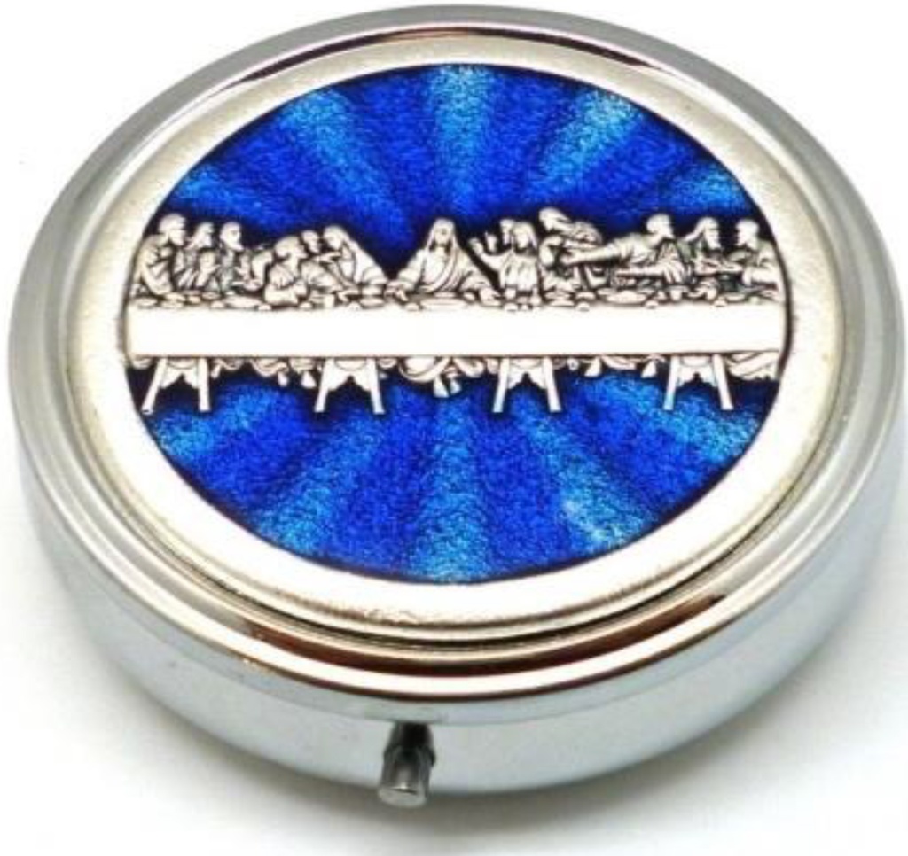 Hostiedoosje 'Laastes Avond/blauw - D 40mm