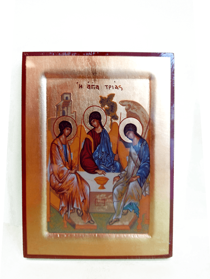 Icône lithographie/bord - Ste Trinité Roublev (140x185mm)