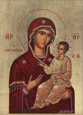 Icône/imprimé doré - Vierge et enfant (65x95mm)