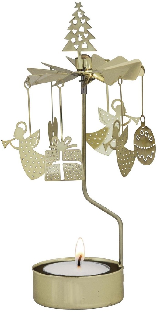 Photophore Rotant - anges - plaqué or -16cm