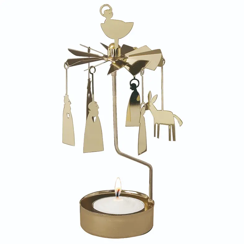 Rotor Theelichter - kerstgroep verguld - 16cm