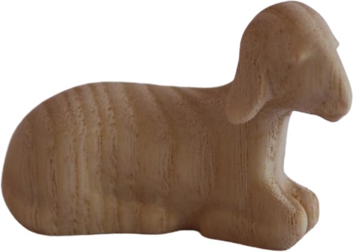 Mouton couché/Groupe Aïda - H 12cm - bois sculpté/naturel