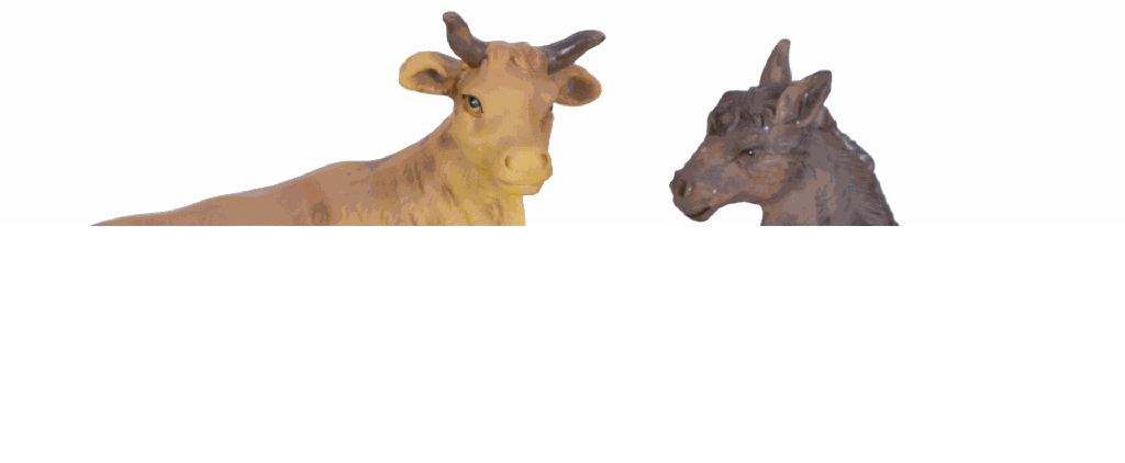 Set ox and donkey - polystone (for figure of H 10-11cm)