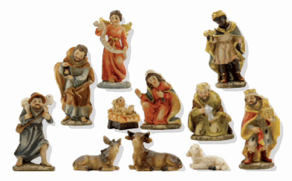 Kerststal Figuren 11-delig - polystone - H 5cm 