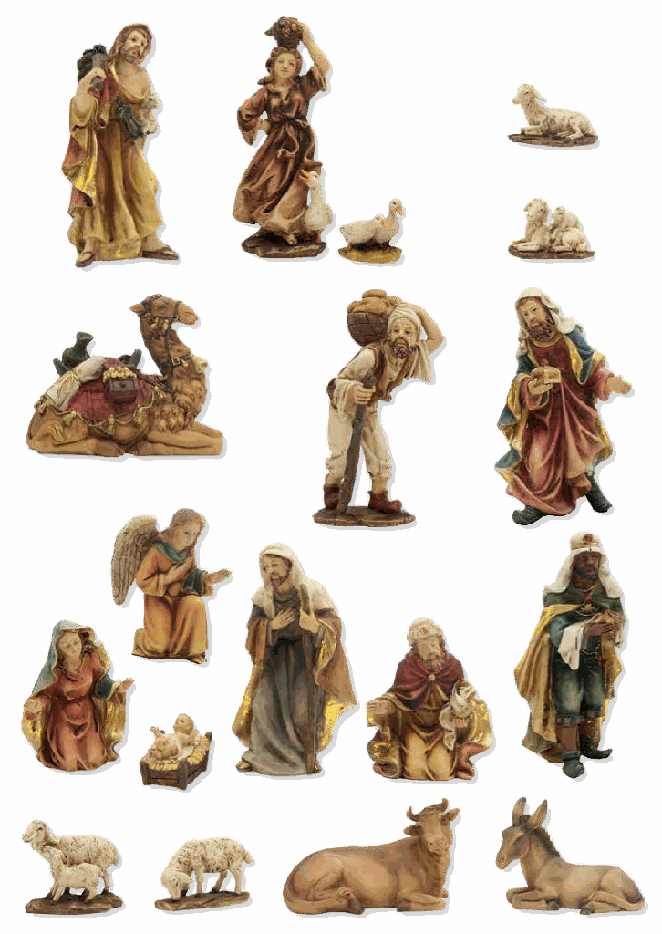 Kerststal Figuren 18-delig - polysotne - H 11cm 