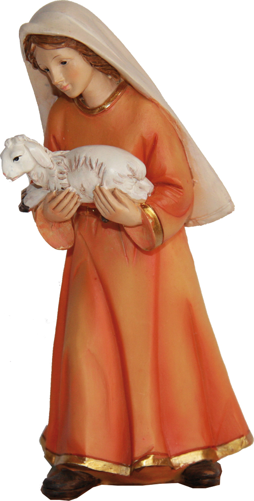 Farmer's wife with sheep in her arms