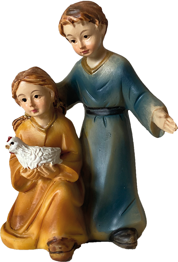 Kinderpaar mit Huhn - Gruppe 9cm 