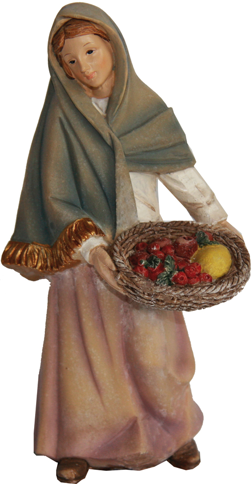 Femme De Ménage Avec Corbeille De Fruits - Groupe 9cm 