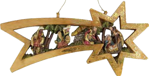 Kerstgroep in ster - hanger - H 23,5 cm