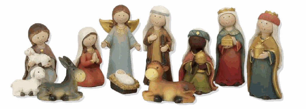 Kerststalfiguren 'Kinderlijk' 10-delig - polystone - H 10,5 cm