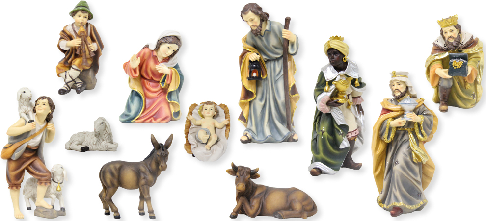 Kerstgroep 'Mathias' 12-delig - polystone - H 19cm