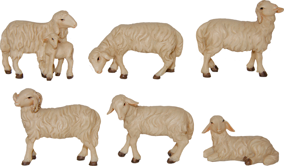 Set of 6 sheep (for figure H 7-9cm)