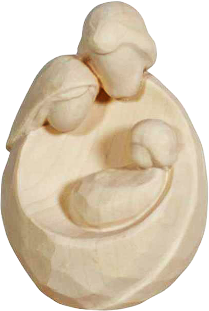 Statue Ste Famille/1 pièce - bois sculpté/nature - H 11cm