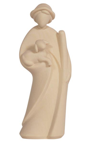 Herder met stok en lam/strak H 10cm - houtsnijwerk/natuur