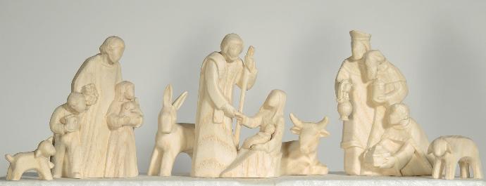 Trionis-groep volledig (7-delig) - houtsnij/natur - H 8cm