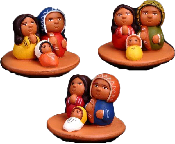 Kerstgroepje/terracotta - 4x4cm - assorti