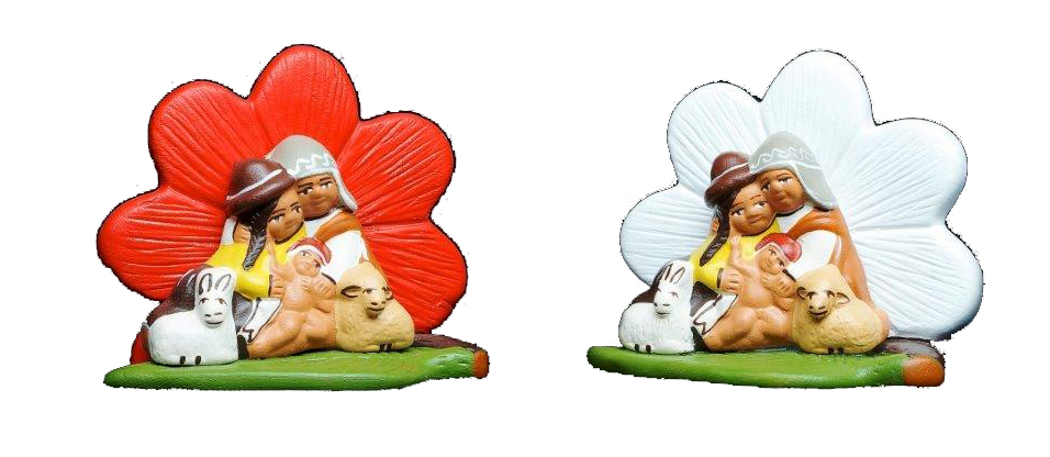 Ste Famille/fleur/terre cuite - 6x7cm - assortiment