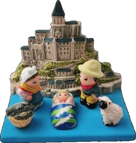 Crèche du monde 'France/Mont St Michel' - 7x9cm