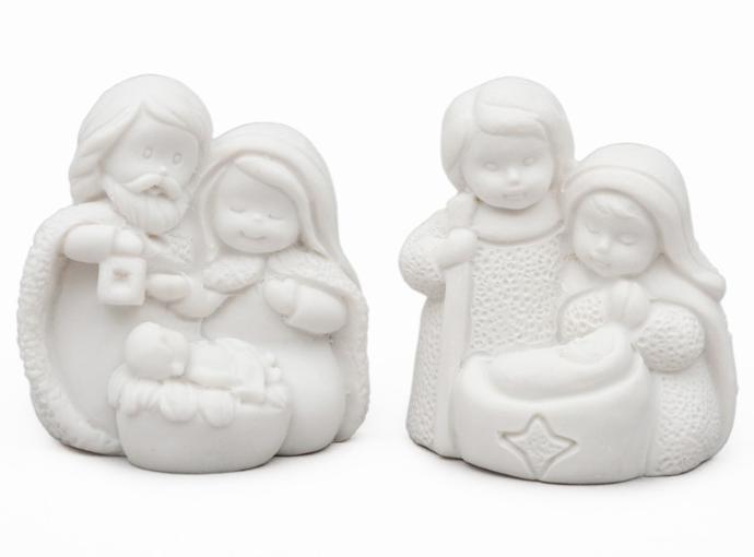 Lot de 2 Ste familles en résine/blanc - H 4cm